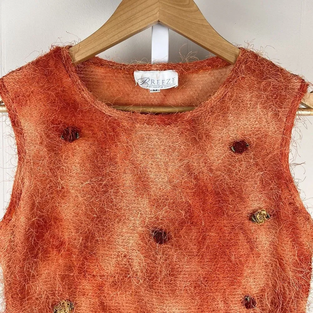 Vintage Breeze by Dorothy Schoelen Orange Rosette Cardigan & Shell Set Medium - Picture 6 of 9